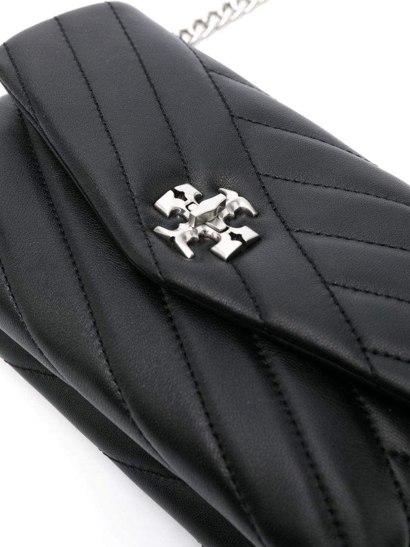 Black Kira Chevron Leather Chain Wallet