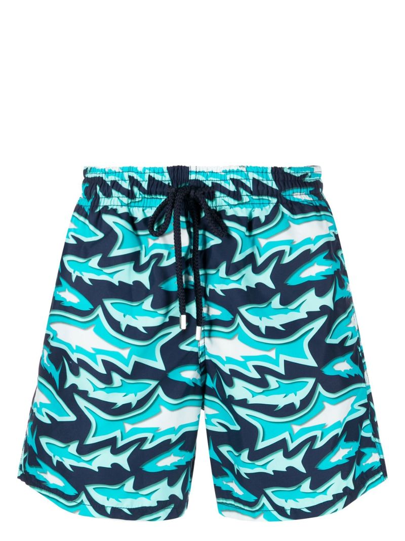 Blue Moorea Requins 3d Swim Shorts