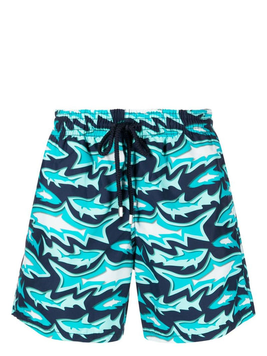 Blue Moorea Requins 3d Swim Shorts