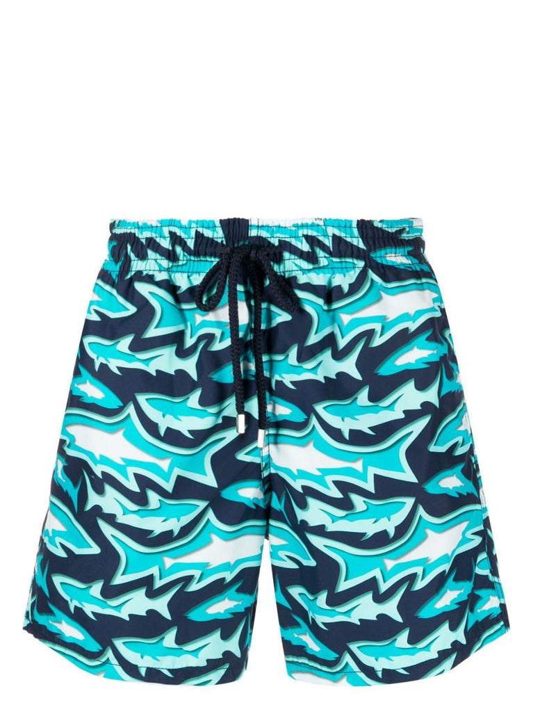 Blue Moorea Requins 3d Swim Shorts