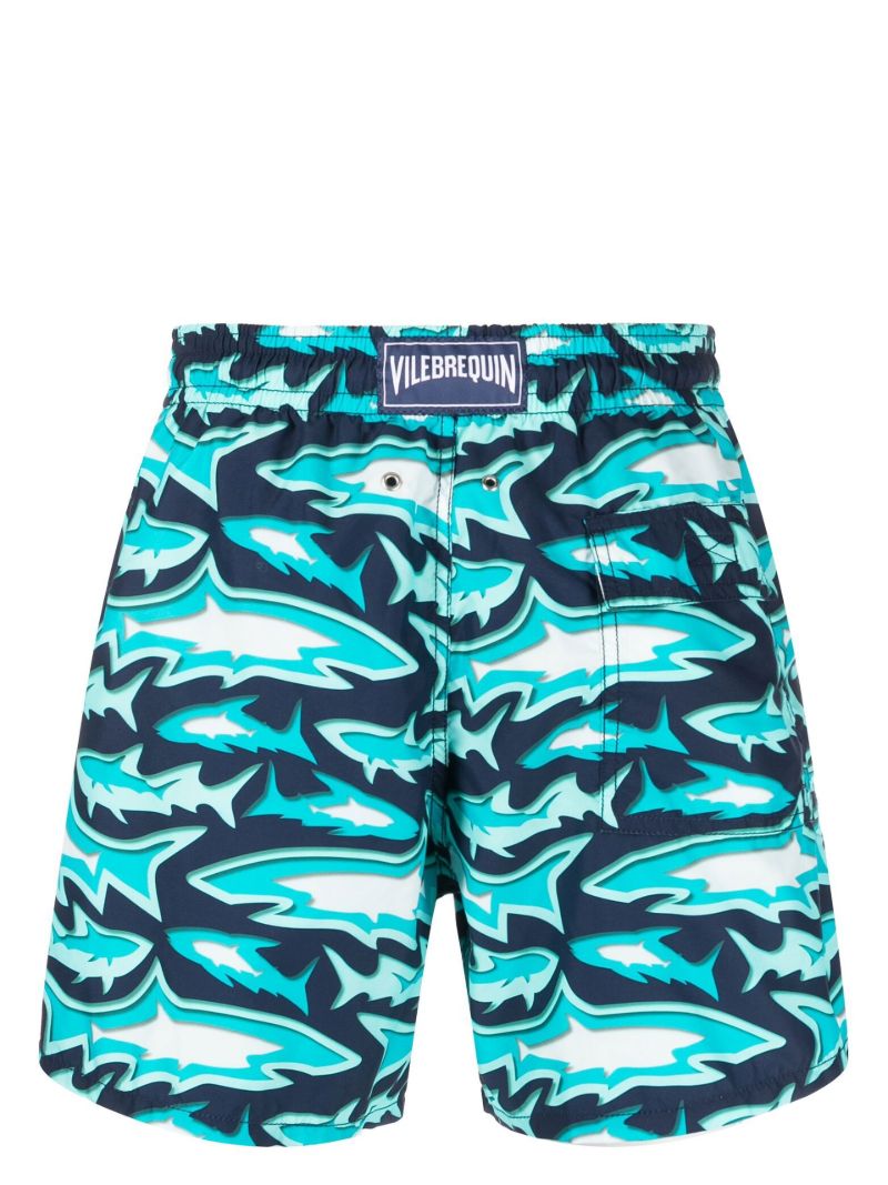 Blue Moorea Requins 3d Swim Shorts