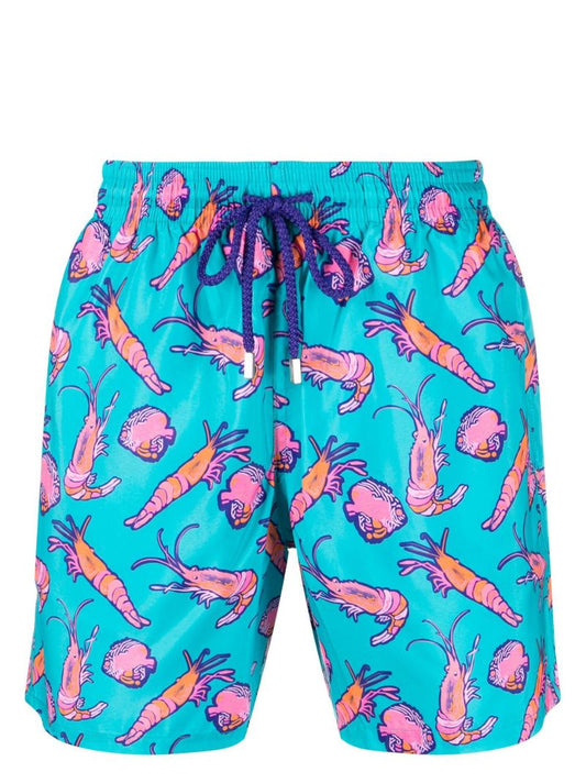 Blue Mahina Crevettes Et Poissons Swim Shorts