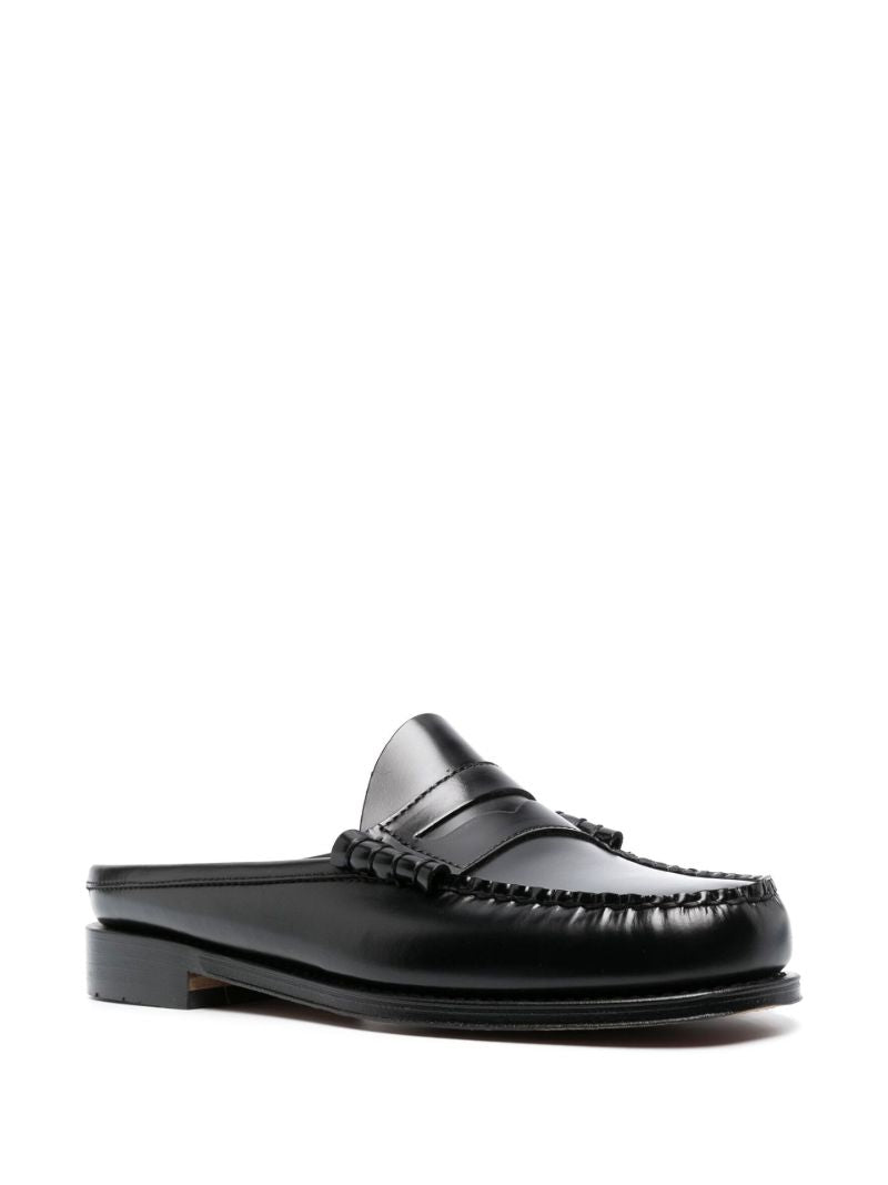 Black Larson Penny Loafer Leather Slides