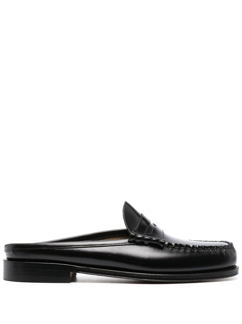 Black Larson Penny Loafer Leather Slides