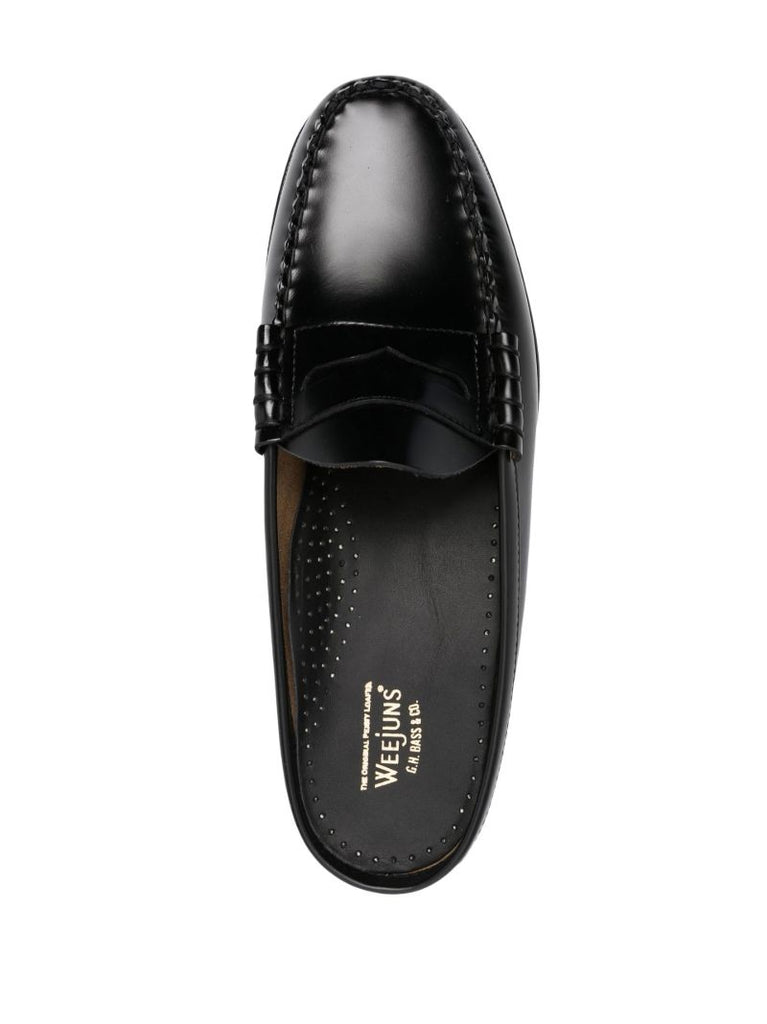 Black Larson Penny Loafer Leather Slides