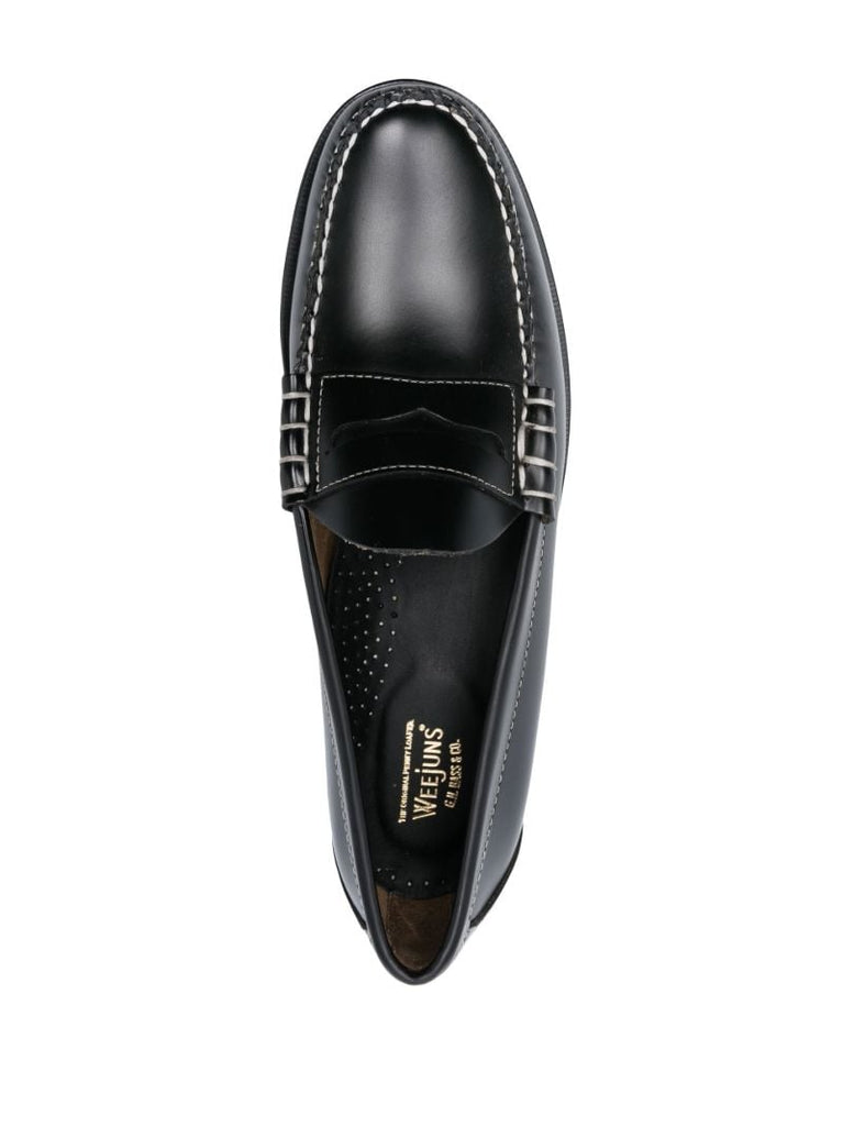 Black Leather Penny Loafers