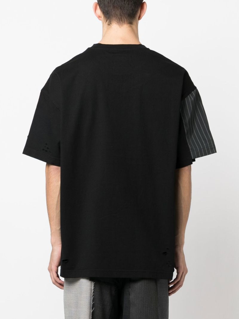 Black Striped Patchwork T-shirt