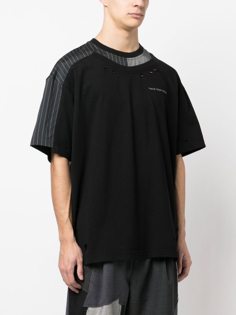 Black Striped Patchwork T-shirt