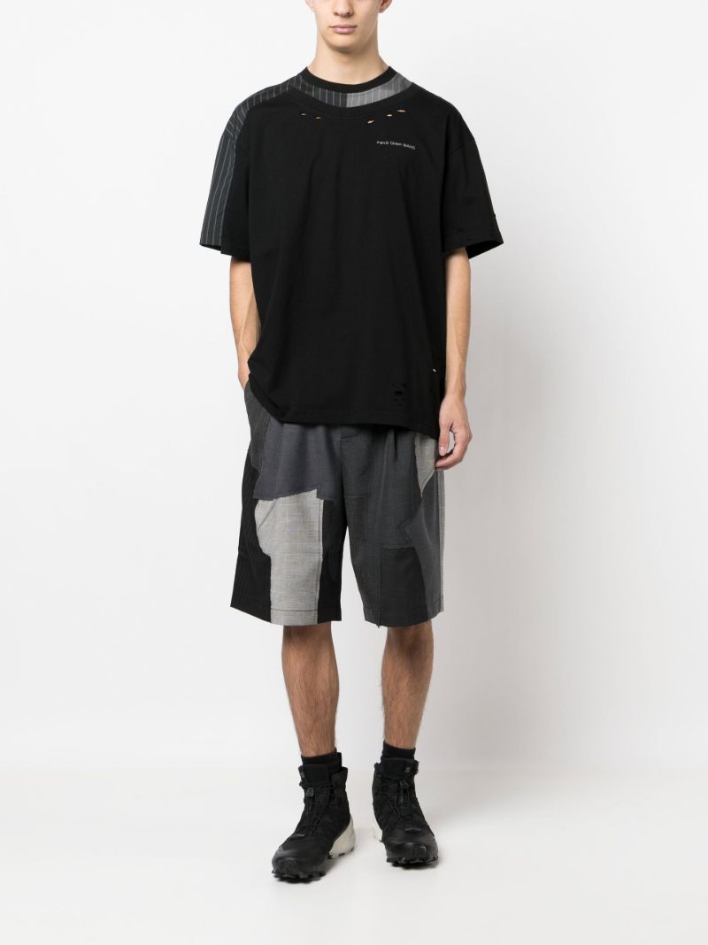 Black Striped Patchwork T-shirt