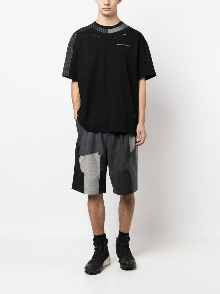 Black Striped Patchwork T-shirt