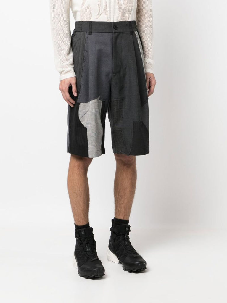 Grey Patchwork Shorts