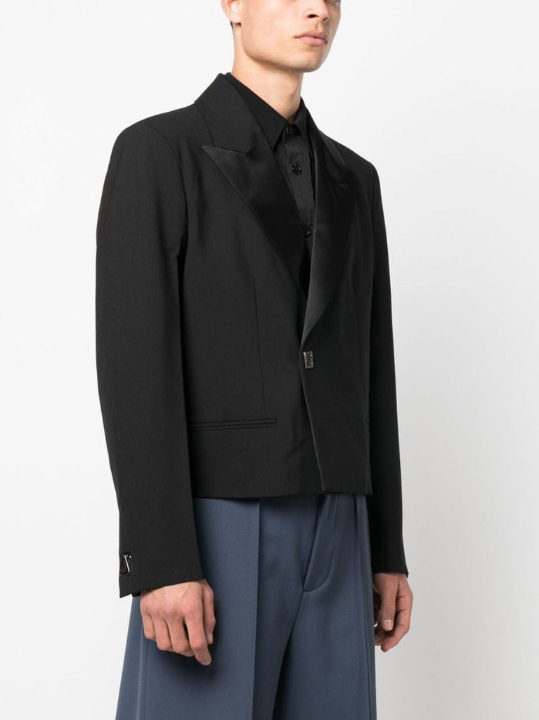 Black Cropped Tuxedo Blazer