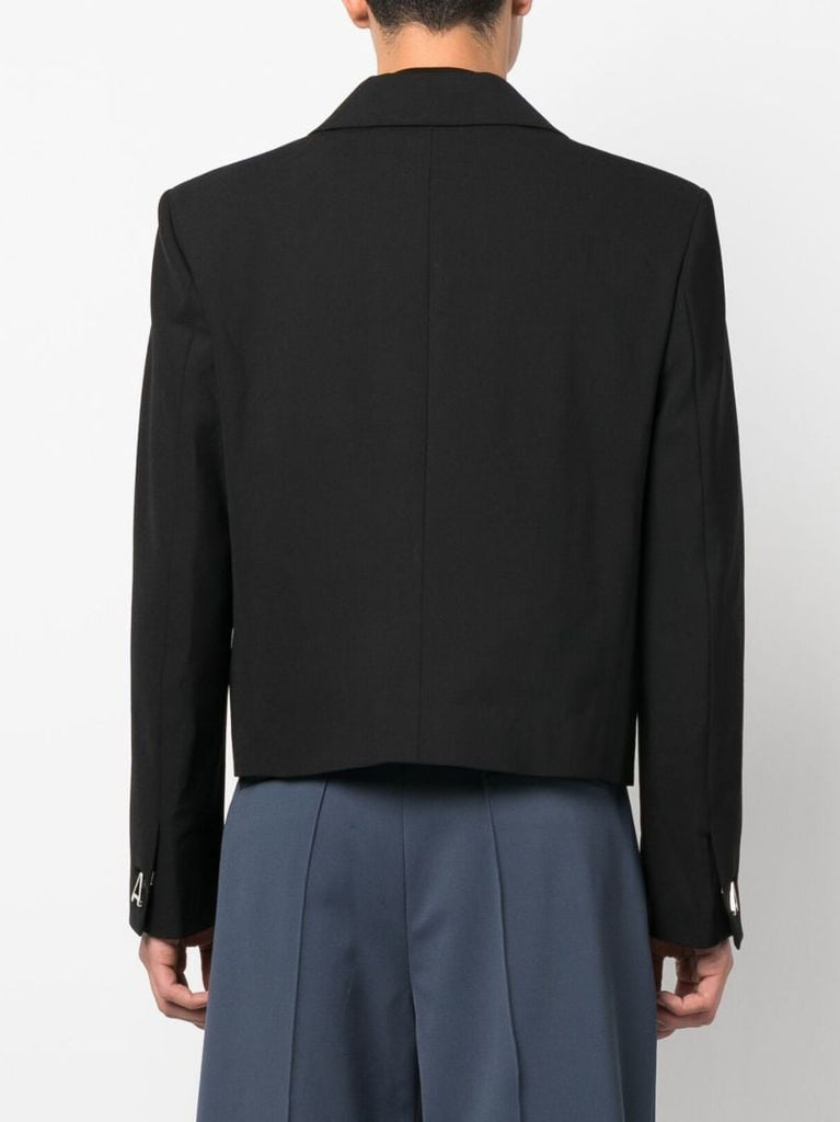 Black Cropped Tuxedo Blazer
