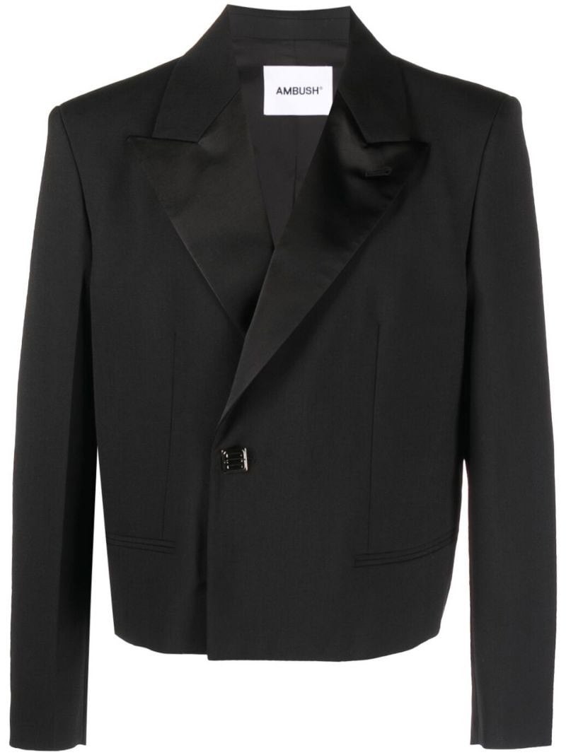 Black Cropped Tuxedo Blazer