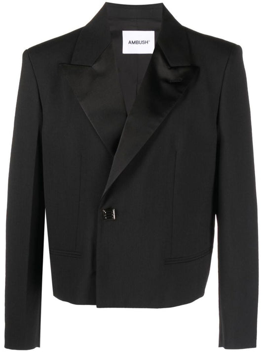 Black Cropped Tuxedo Blazer
