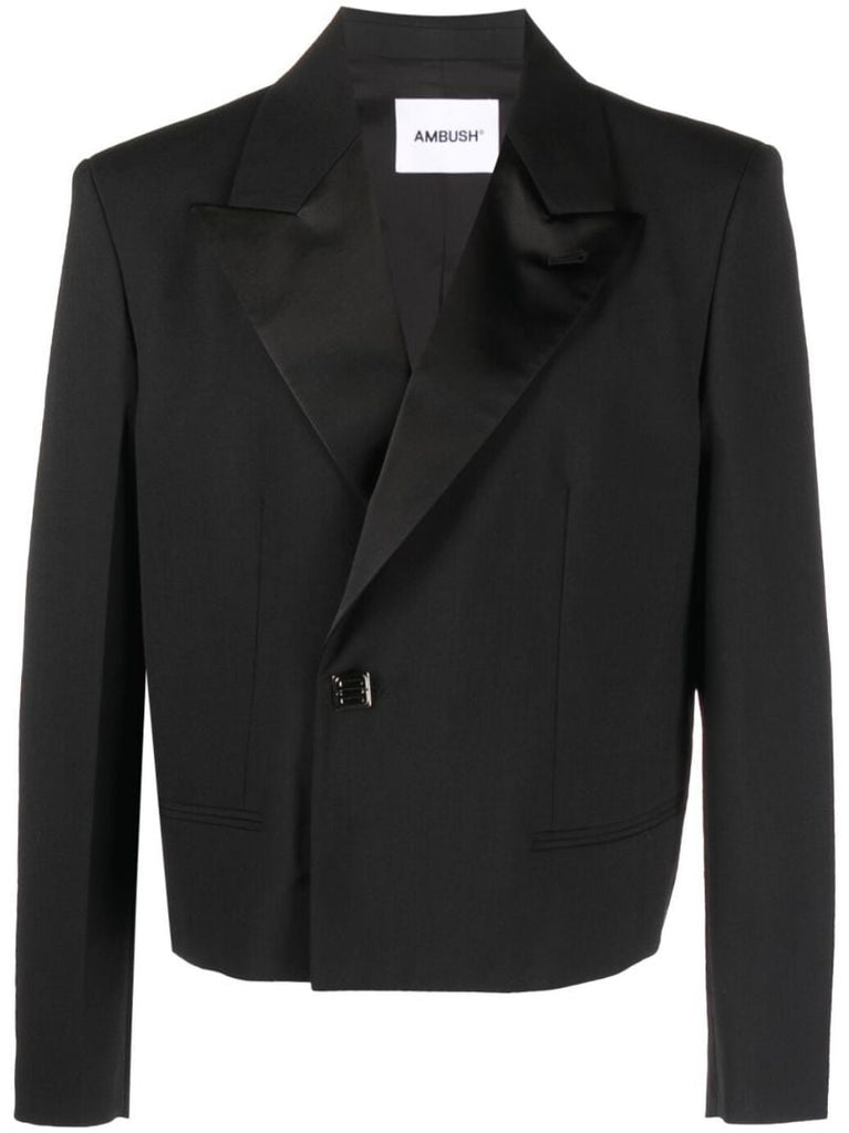 Black Cropped Tuxedo Blazer