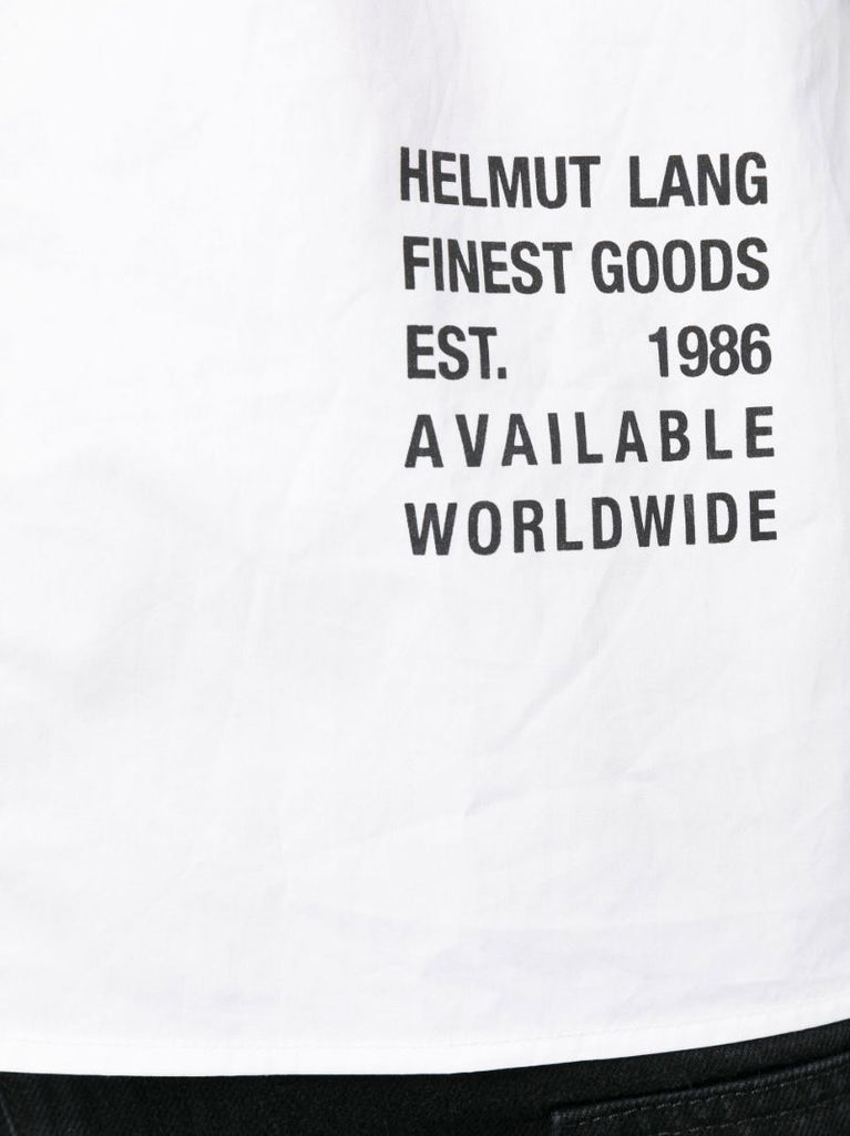 White Logo Print Cotton Shirt