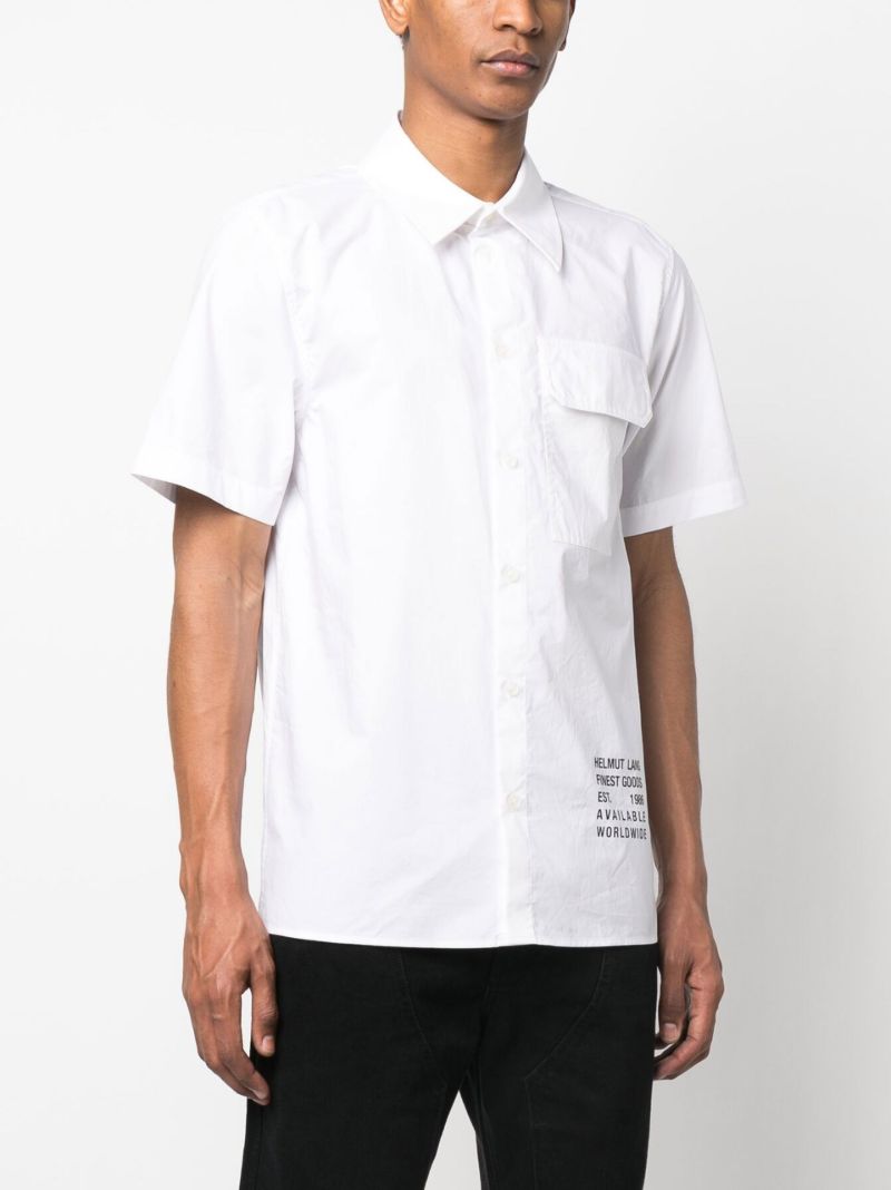 White Logo Print Cotton Shirt