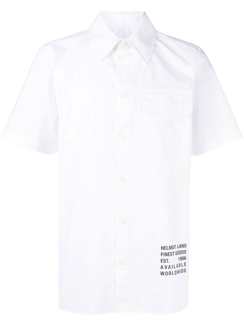 White Logo Print Cotton Shirt
