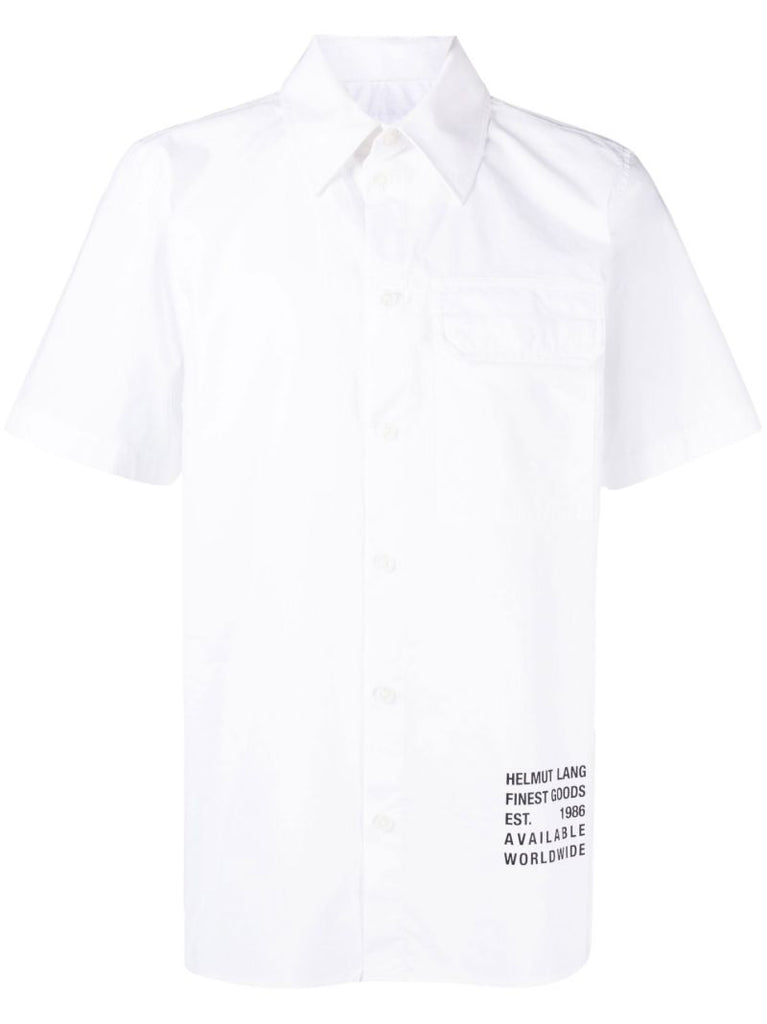 White Logo Print Cotton Shirt