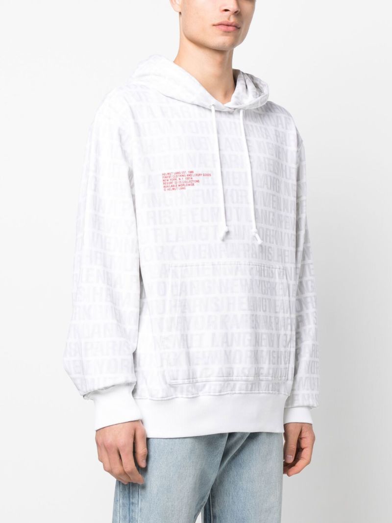 White All Over Logo Cotton Hoodie