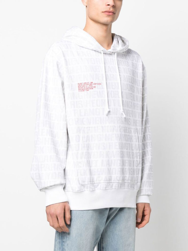 White All Over Logo Cotton Hoodie