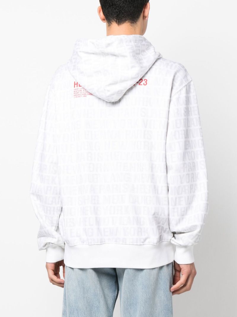White All Over Logo Cotton Hoodie
