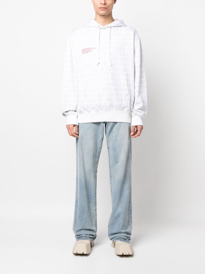 White All Over Logo Cotton Hoodie