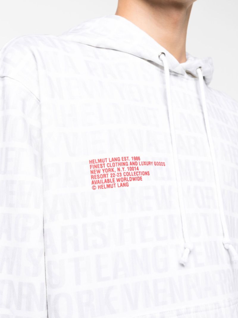 White All Over Logo Cotton Hoodie