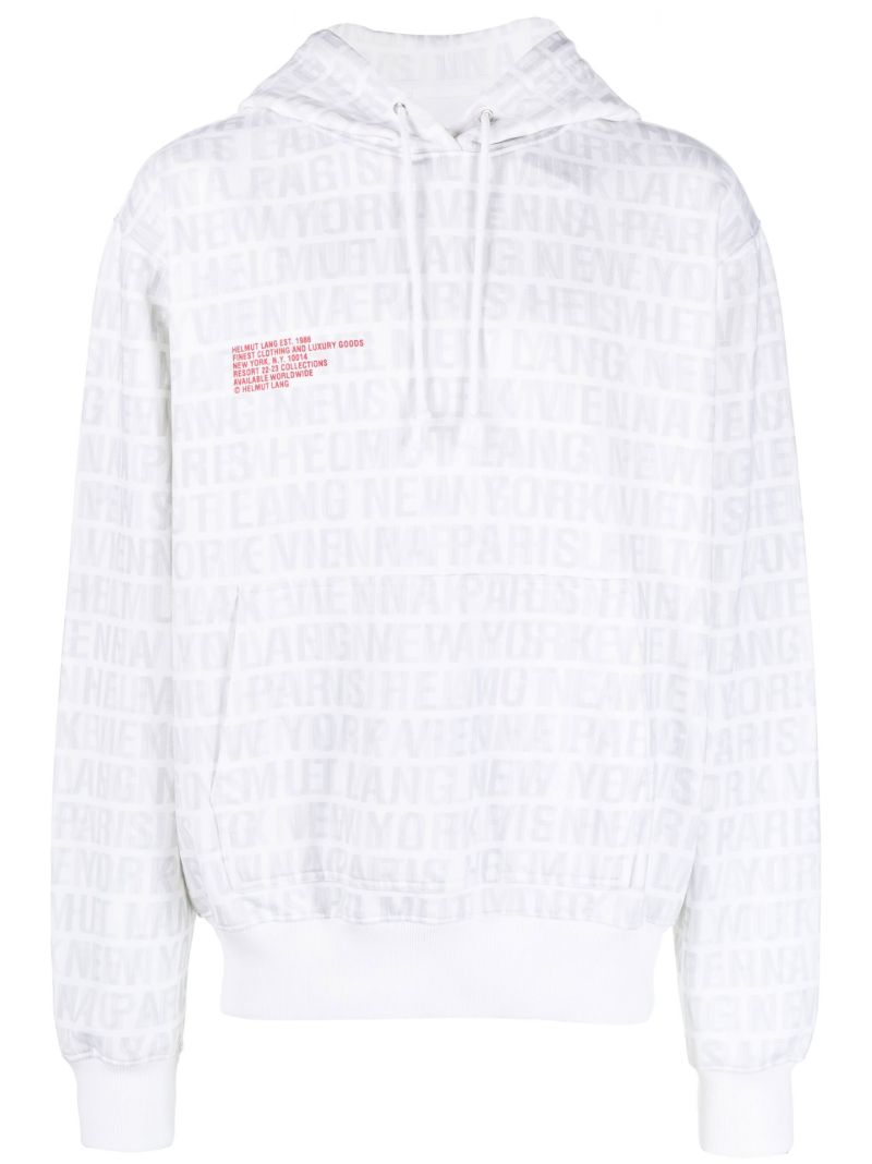 White All Over Logo Cotton Hoodie