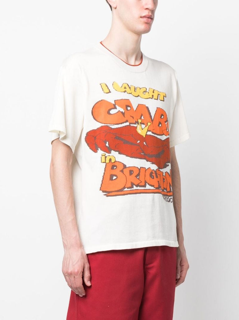 White Graphic Print Cotton T-shirt