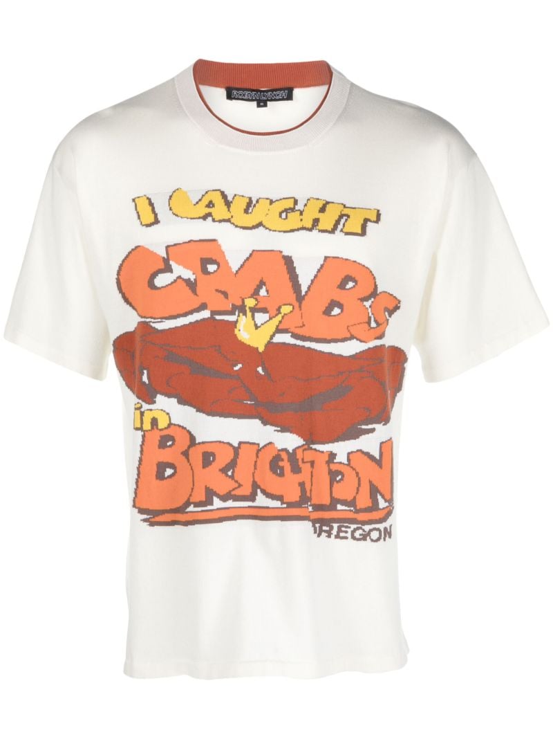 White Graphic Print Cotton T-shirt