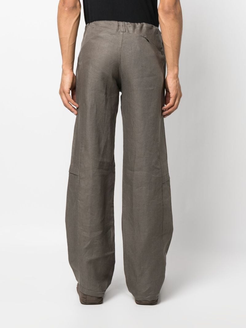 Brown Linen Cargo Trousers