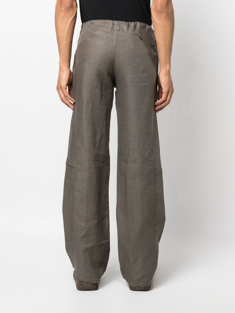 Brown Linen Cargo Trousers