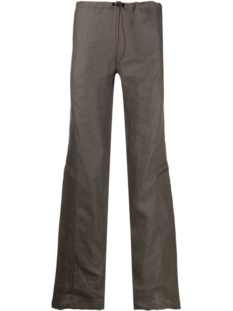 Brown Linen Cargo Trousers