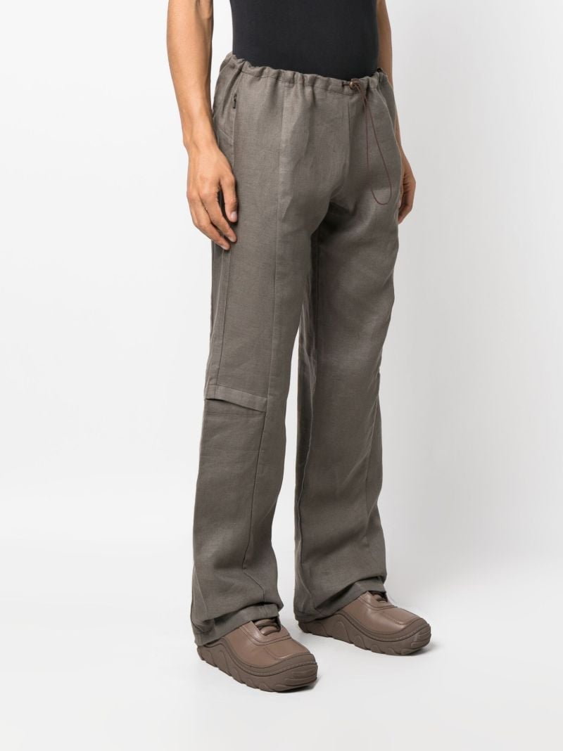 Brown Linen Cargo Trousers