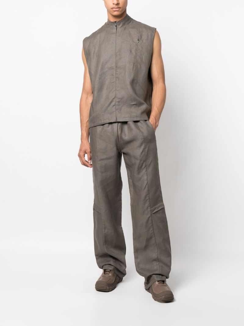Brown Linen Cargo Trousers