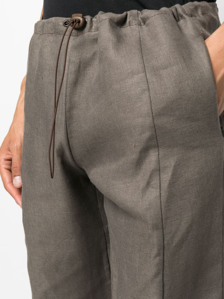 Brown Linen Cargo Trousers