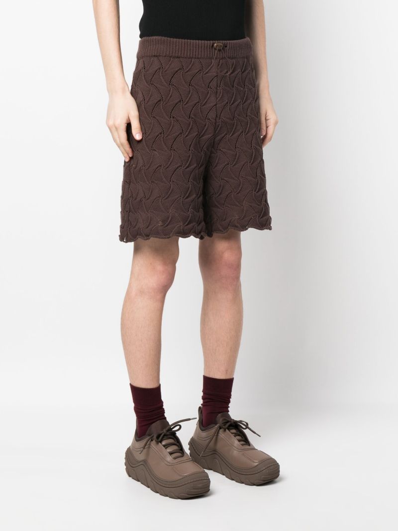 Brown Wave Knit Shorts