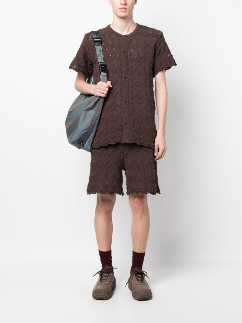 Brown Wave Knit Shorts