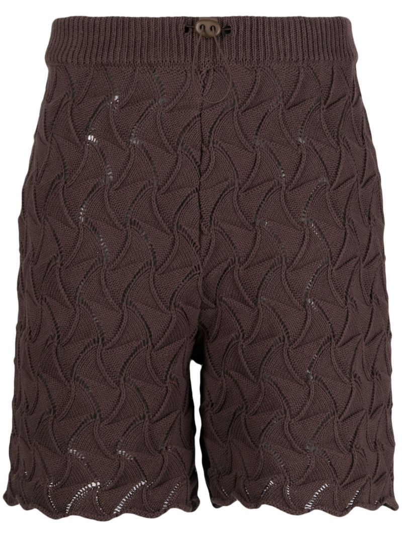 Brown Wave Knit Shorts