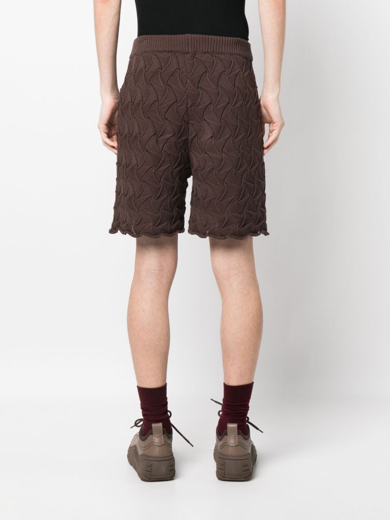 Brown Wave Knit Shorts