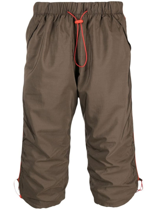 Brown Drawstring Knee-length Shorts