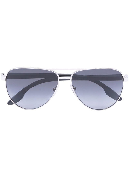 Silver-tone Linea Rossa Pilot Frame Sunglasses