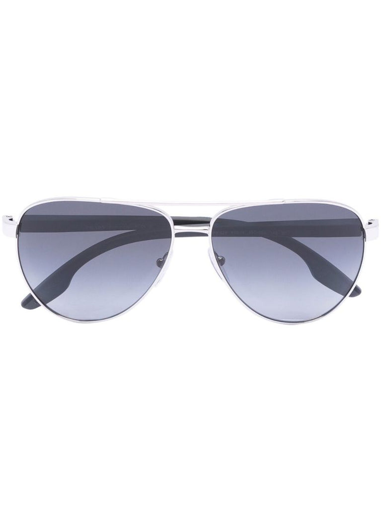 Silver-tone Linea Rossa Pilot Frame Sunglasses