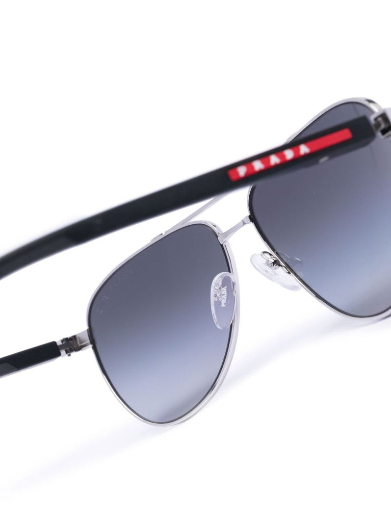 Silver-tone Linea Rossa Pilot Frame Sunglasses