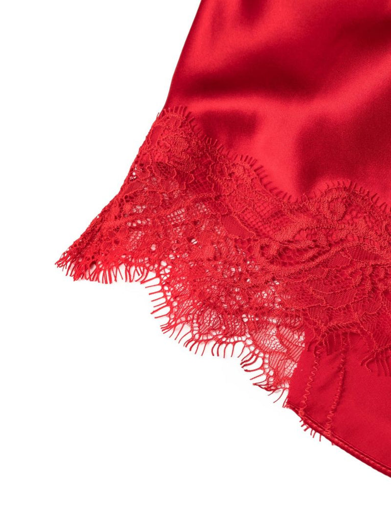 Red Scarlett Lace-trim Silk Shorts