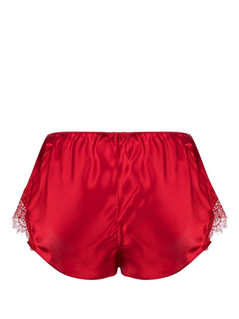 Red Scarlett Lace-trim Silk Shorts