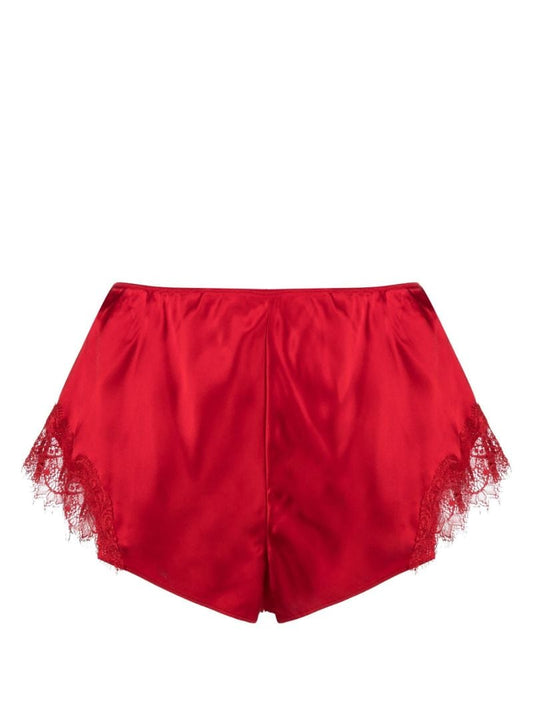 Red Scarlett Lace-trim Silk Shorts