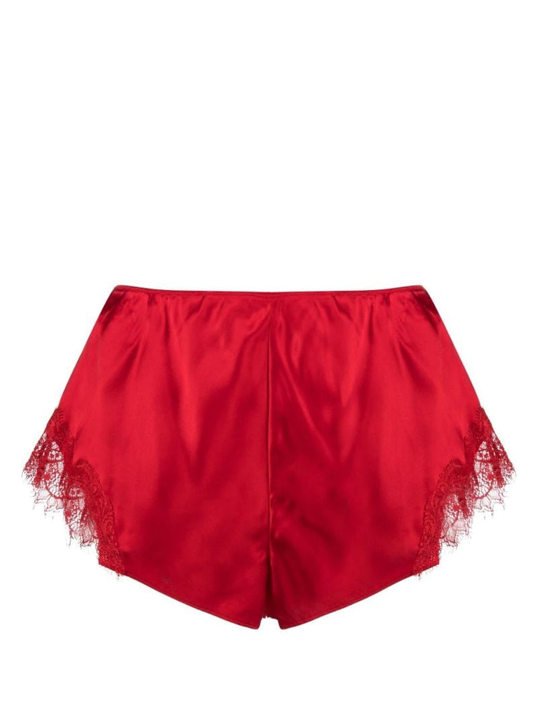 Red Scarlett Lace-trim Silk Shorts